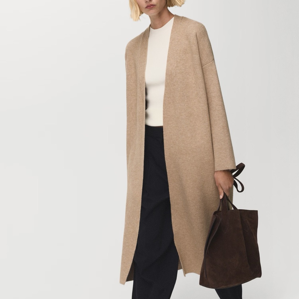 Mango Long Knitted Coat Size Small